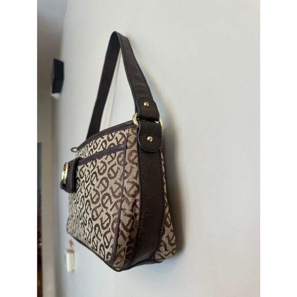 Etienne Aigner Monogram Shoulder Bag Brown Logo Handbag - Picture 3 of 10